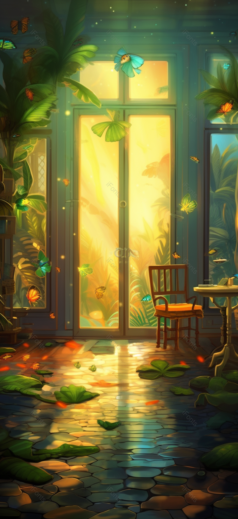 落地窗夏日夕阳西下室内落地窗唯美橙色植物宁静唯美插画,插画/手绘图,插画/手绘图库,插画/手绘图下载,插画/手绘